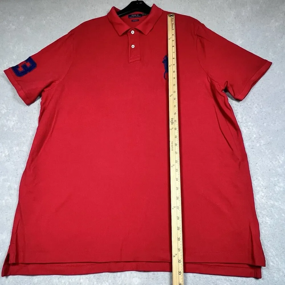 Polo Ralph Lauren Polo Mens XXL Black Red Smooth Cotton Pony Short Sleeve Shirt